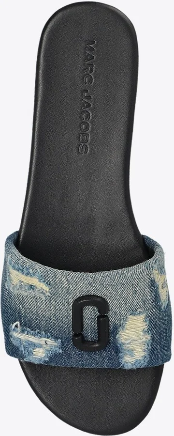 Snapshot Distressed Denim Flat Sandals - Image 3