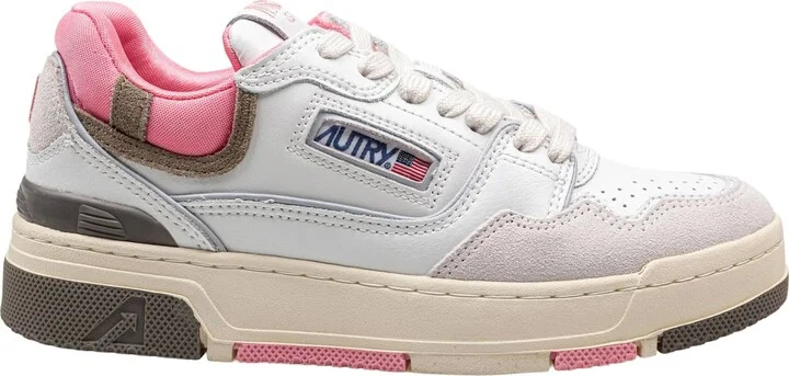 Sneakers Clc Low In Suede And Nubuk White And Geranium