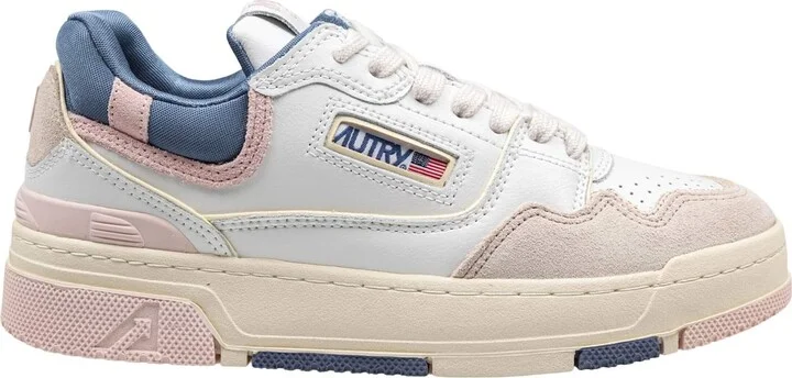 Sneakers Clc Low In Suede E Nabuk Bianco E Beige