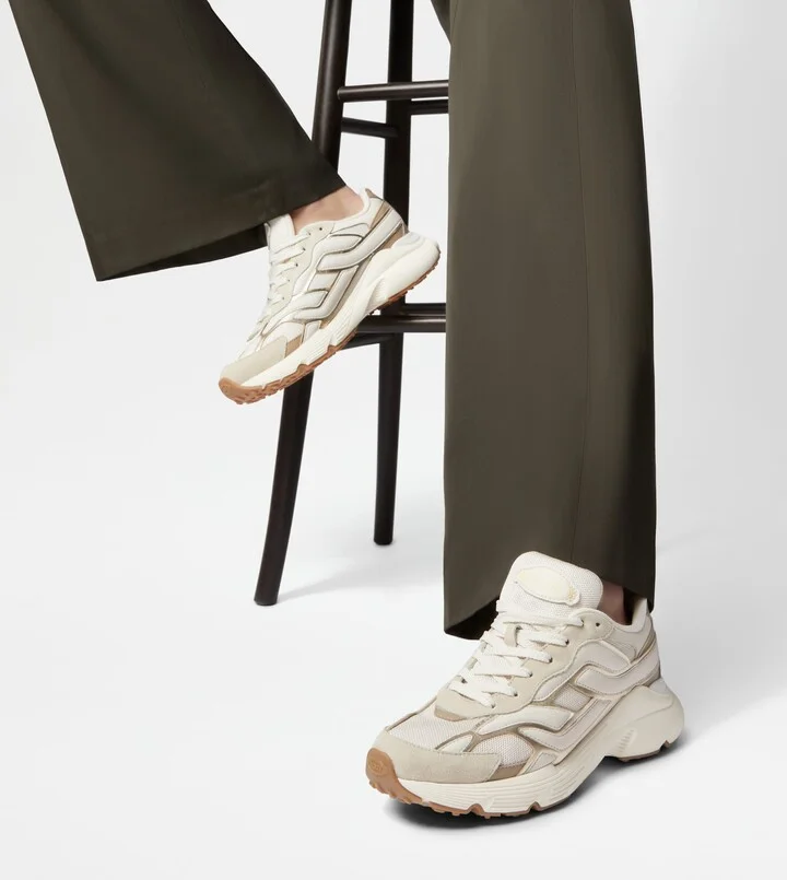 Sneakers in Leather and Fabric - Image 2