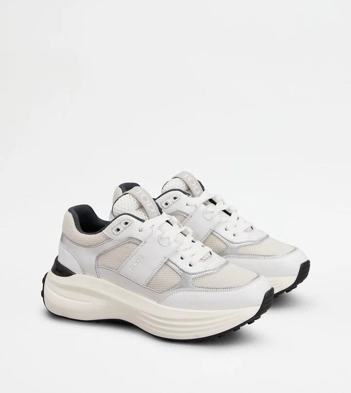 Sneakers in Leather and Fabric - Image 2