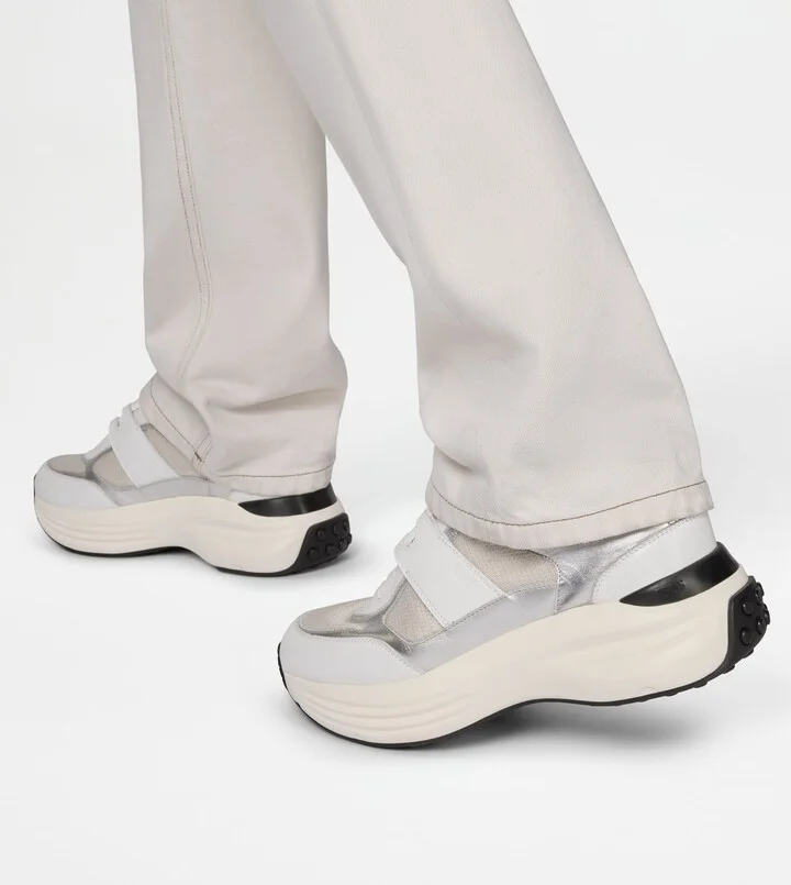 Sneakers in Leather and Fabric - Image 6