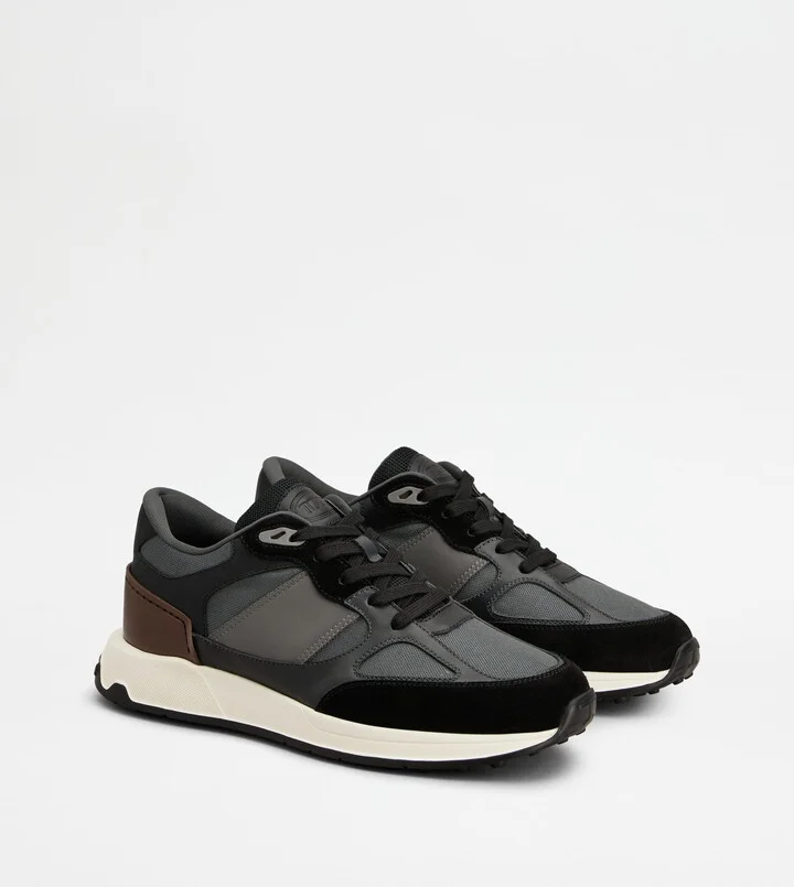 Sneakers in Leather and Fabric - Image 2