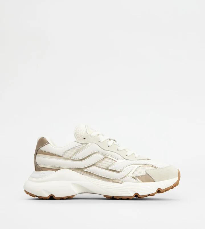 Sneakers in Leather and Fabric