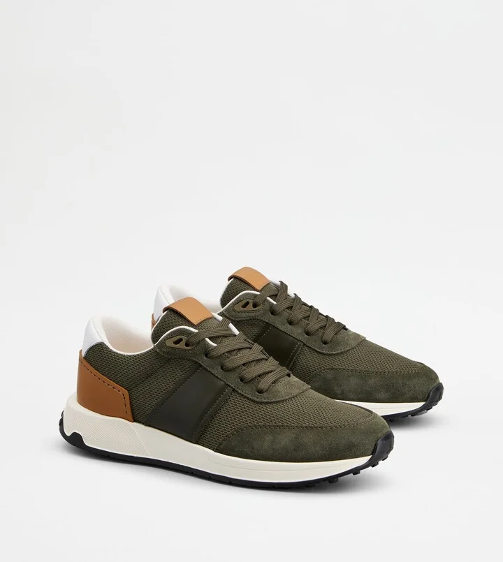 Sneakers in Leather and Technical Fabric - Image 2