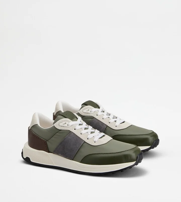 Sneakers in Leather and Technical Fabric - Image 2