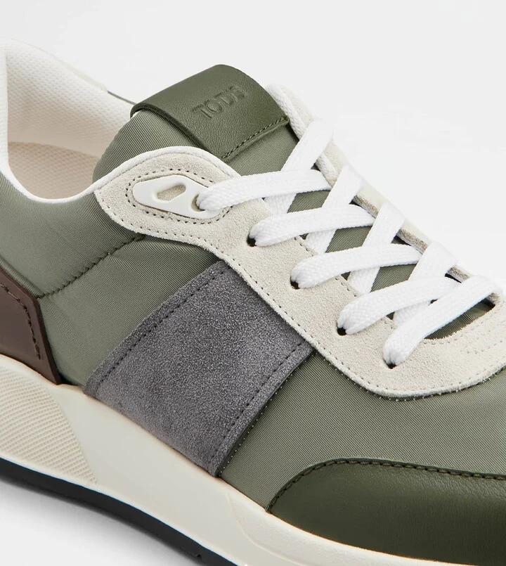 Sneakers in Leather and Technical Fabric - Image 5