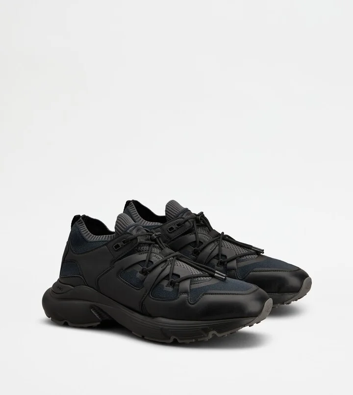 Sneakers in Leather and Technical Fabric - Image 2