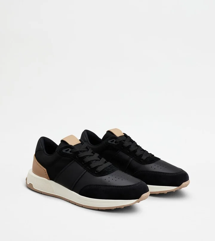Sneakers in Leather and Technical Fabric - Image 2
