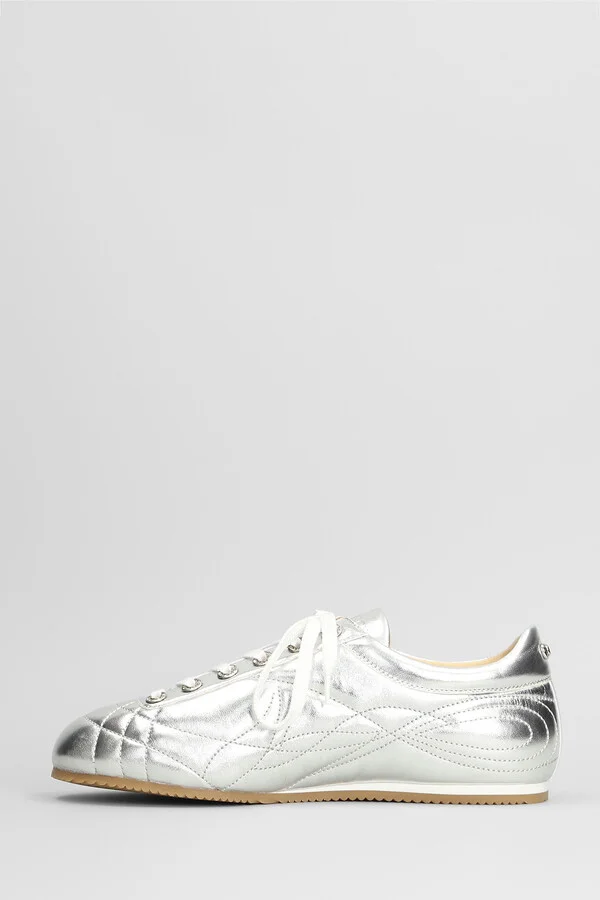 Sneakers In Silver Leather - Image 3