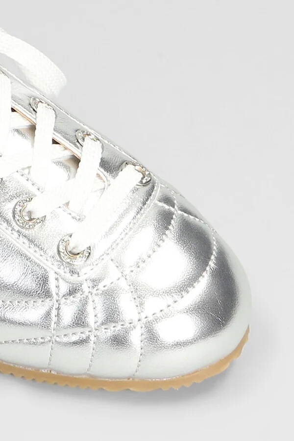 Sneakers In Silver Leather - Image 5