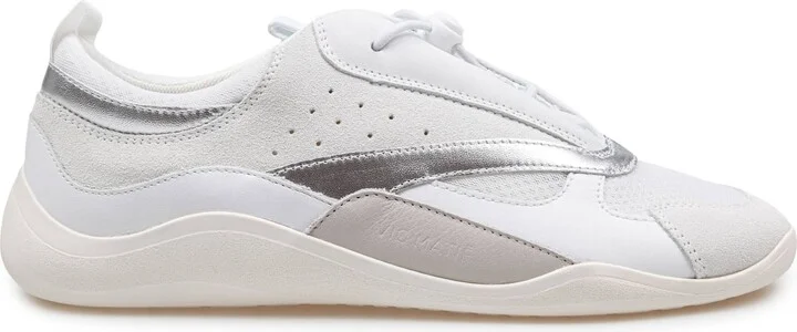 ' Sneakers In Split Leather And Leather Color White And Silver