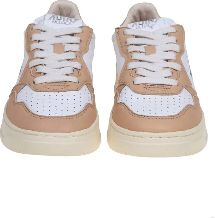 Sneakers In White And Caramel Leather - Image 2