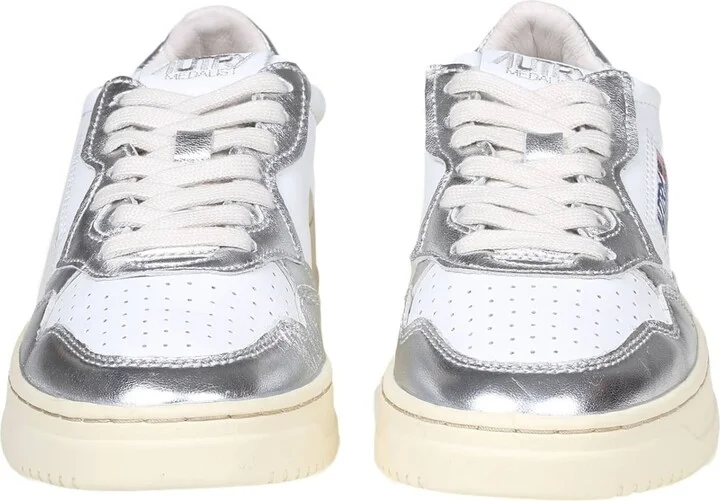 Sneakers In White And Silver Leather - Image 3