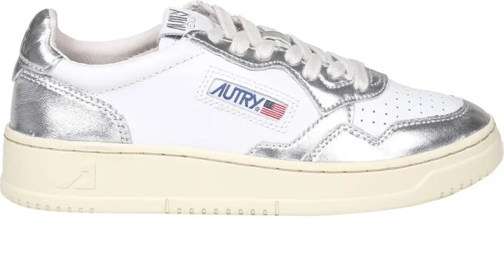 Sneakers In White And Silver Leather
