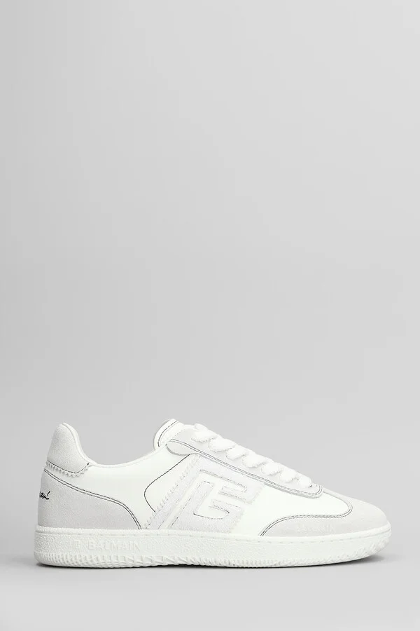 Sneakers In White Suede And Leather