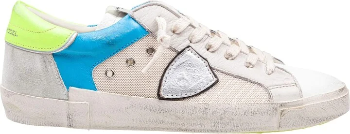 Sneakers Prsx In Fabric And Leather Color White And Fluorescent Yellow