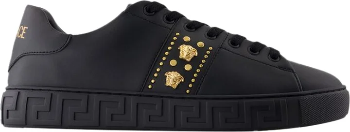 Sneakers - Versace - Leather - Black