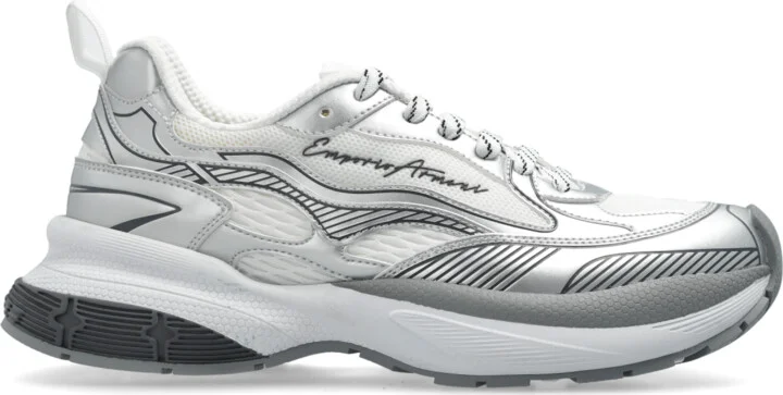 Sneakers With Logo, , - Silver