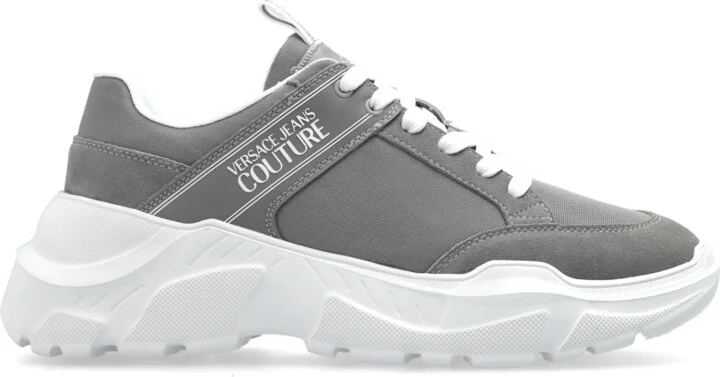 Sneakers With Printed Logo, , - Grey