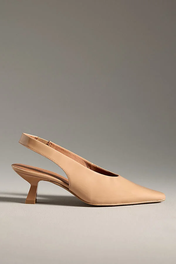 Snip-Toe Slingback Kitten Heels
