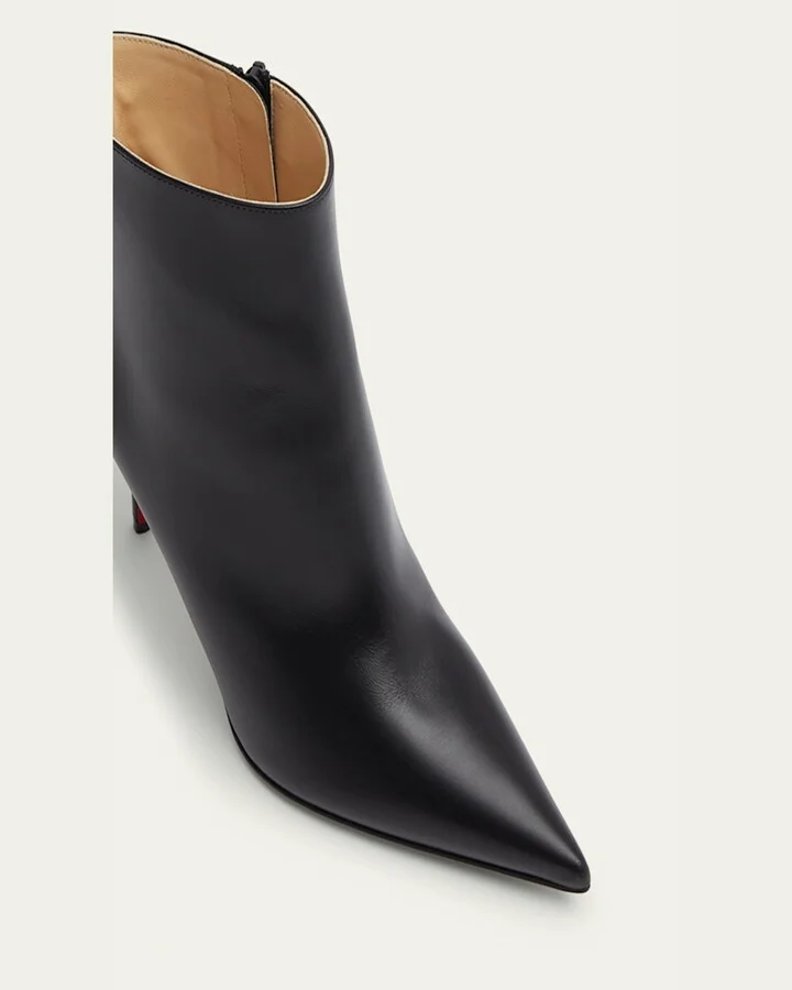 So Apostropha Leather Red Sole Stiletto Booties - Image 8