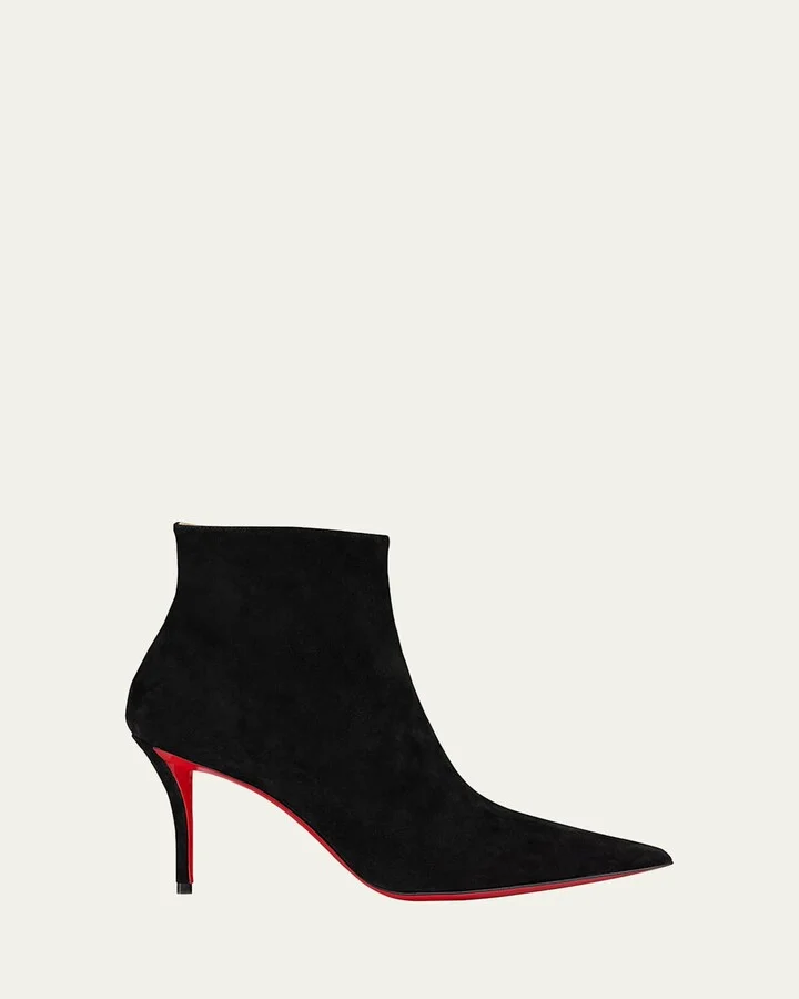 So Apostropha Suede Red Sole Stiletto Booties