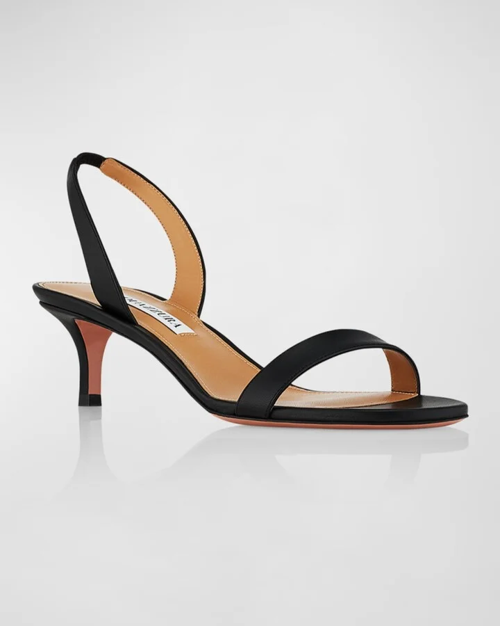 So Nude Leather Halter Sandals - Image 2