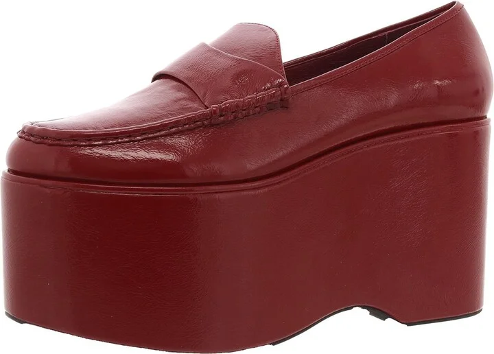 Soaring Womens Solid Faux Leather Platform Heels