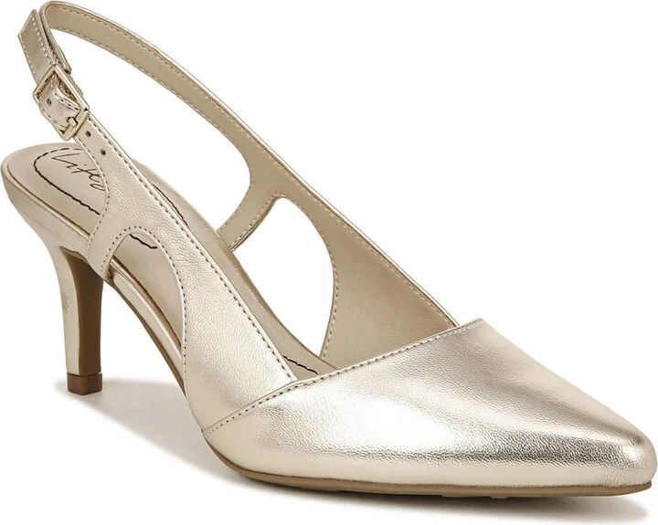 Social Womens Metallic Ankle Strap Slingback Heels