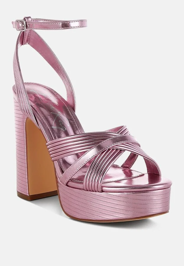 Socialite Metallic Ankle Strap Heel Sandals - Image 5
