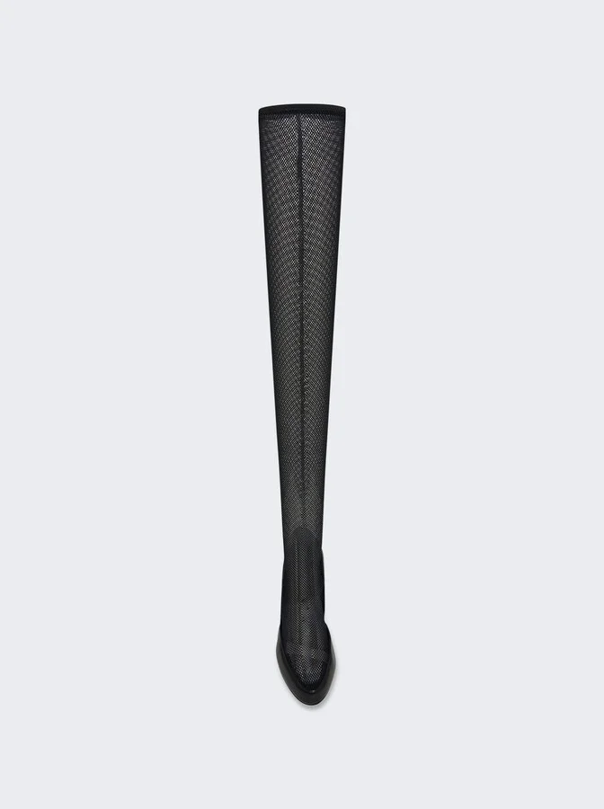 Sock Pump In Leather And Mesh