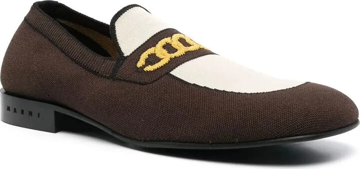 Sock-Style Chain-Print Loafers - Image 2