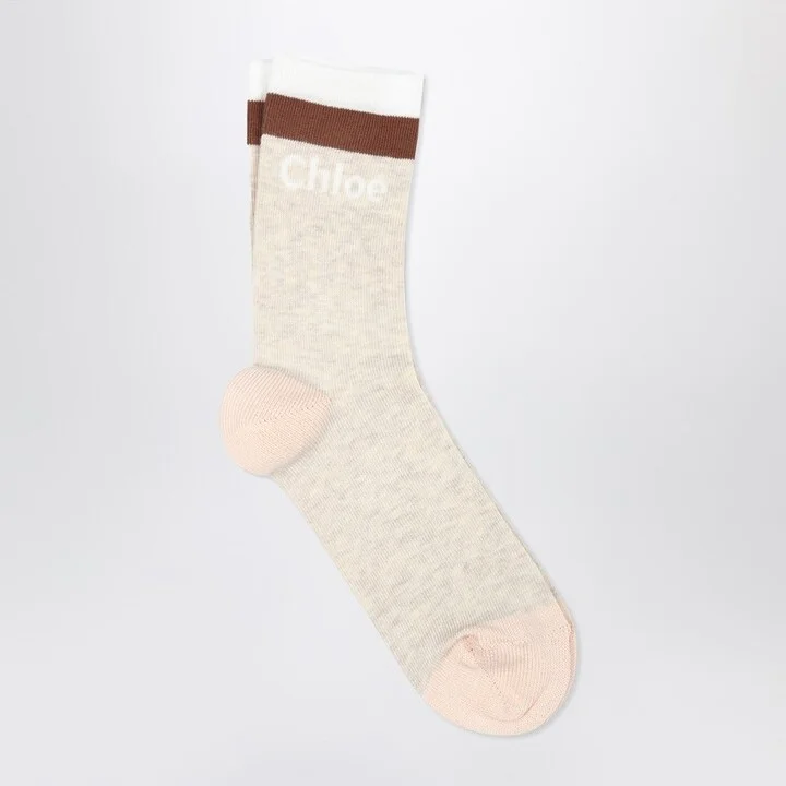 Socks beige mÃ©lange with logo