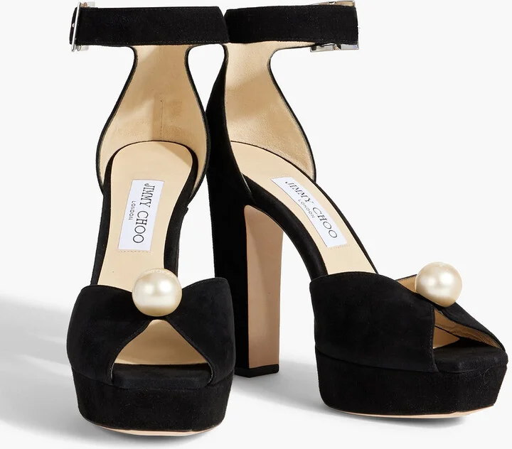 Socorie 120 faux pearl-embellished suede platform sandals - Image 2