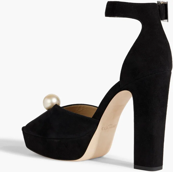 Socorie 120 faux pearl-embellished suede platform sandals - Image 3