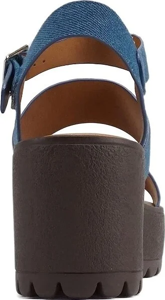 Soda ACCOUNT Women's Open Toe Block Heel Platform Sandals with Adjustable Ankle Strap - Cognac - Size - Image 5
