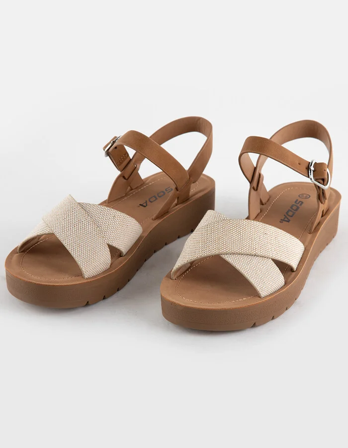 SODA Ankle Strap Womens Mini Flatform Sandals