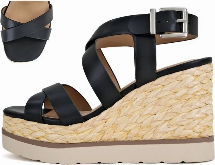 Soda Calina Jule Braided Wedge In Black