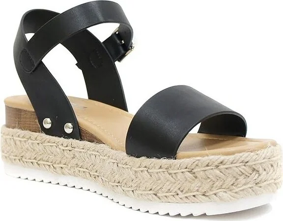 Soda CLIP Women's Open Toe Ankle Strap Platform Espadrille Sandal - White PU - Size - Image 3