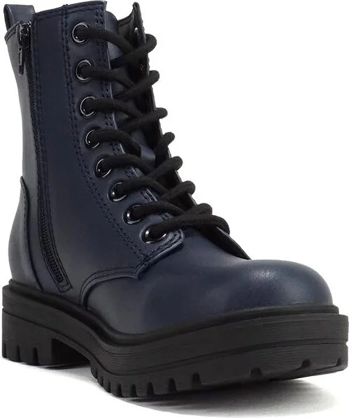Soda FIRM Women Lace Up Combat Boots with Side Zipper - Navy Blue - Size - Image 6