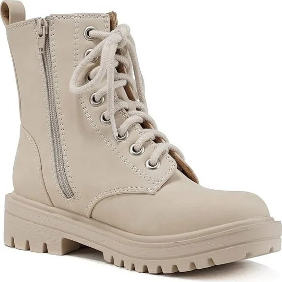Soda FIRM Women Lace Up Combat Boots with Side Zipper - Navy Blue - Size - Image 8