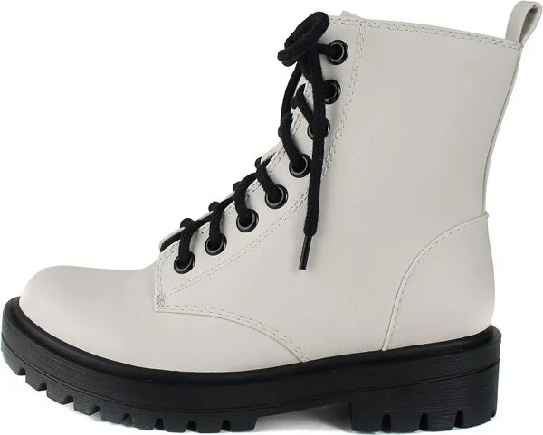 Soda FIRM Women Lace Up Combat Boots with Side Zipper - Navy Blue - Size