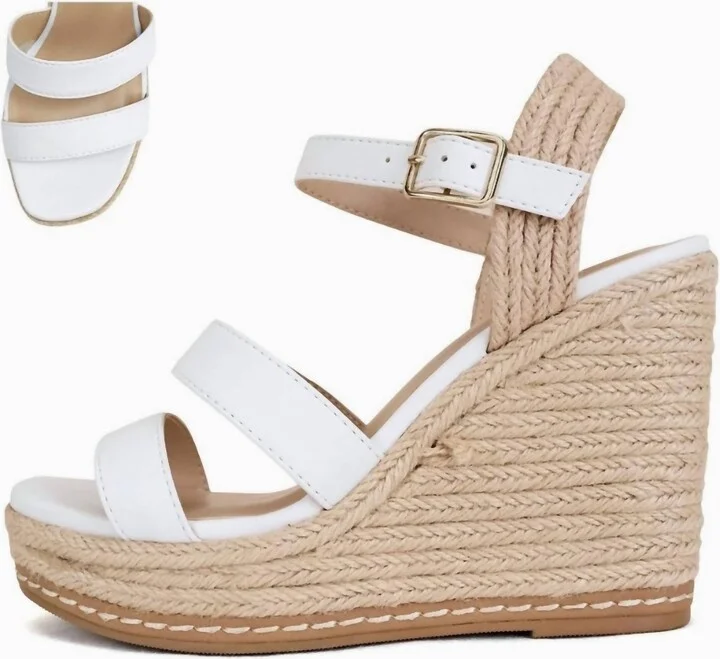 Soda Lavina Chic Cross Strap Wedge In White
