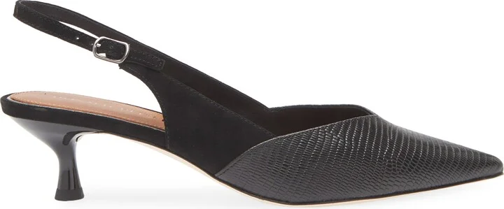 Sodashi Snakeskin Embossed Pointed Toe Slingback Pump - Image 3
