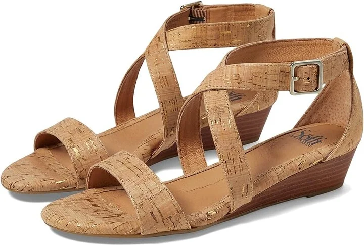 Sofft Innis Women's Wedge Shoes Gold/Natural Cork : 6 M (B), Synthetic