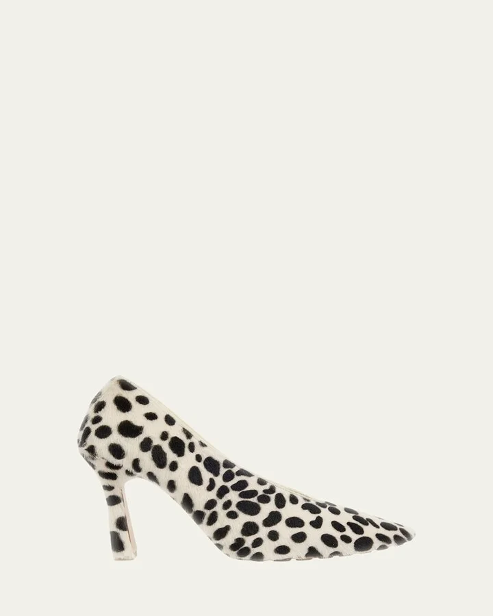 Sofia Jaguar-Print Lamb Hair Stiletto Pumps