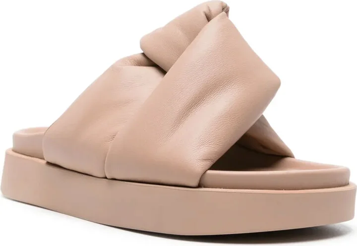 Soft Crossed leather slides - Image 2