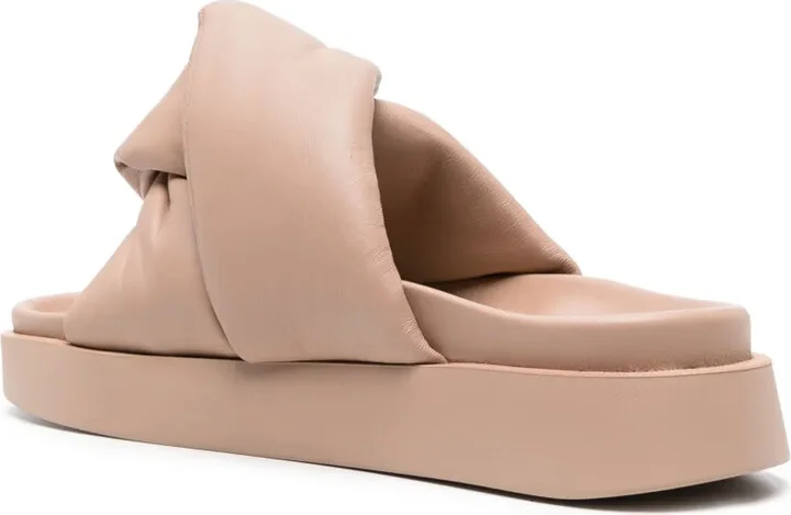 Soft Crossed leather slides - Image 3