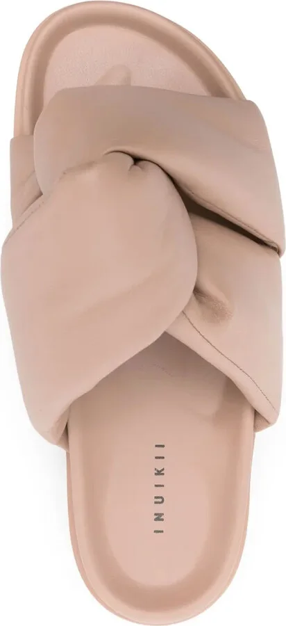 Soft Crossed leather slides - Image 4